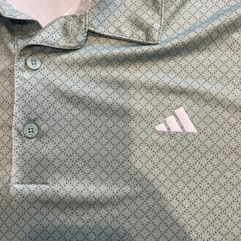 NWT ADIDAS Ultra Polo Dot Print Golf Shirt XL Green Standard Fit UPF 50 AOP